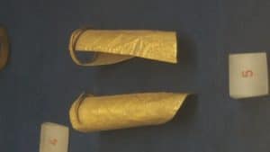 Cyprus Gold hair tress jewelry, very similar to that found at Kirkhaugh Cairn on the hillside opposite Epiacum